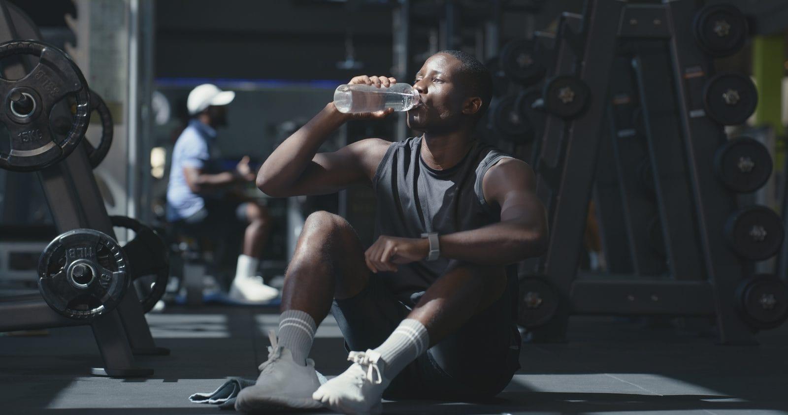 Man recovering at the gym after a workout